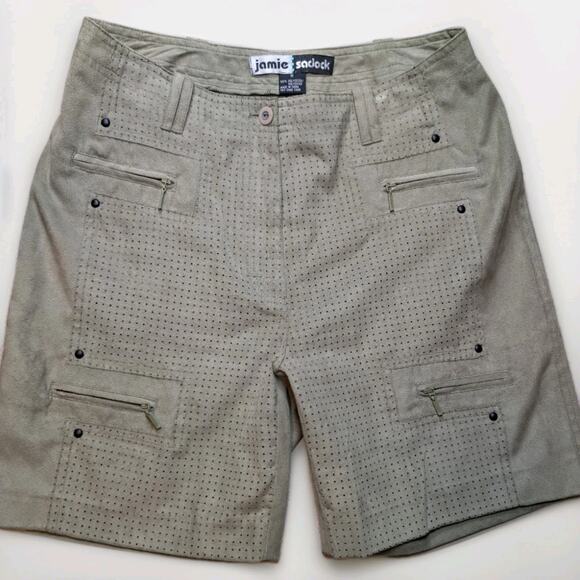 Jamie Sadock Shorts Womens 6 Honeydew Green Golf Suede-like Polyester Pockets - Picture 1 of 6